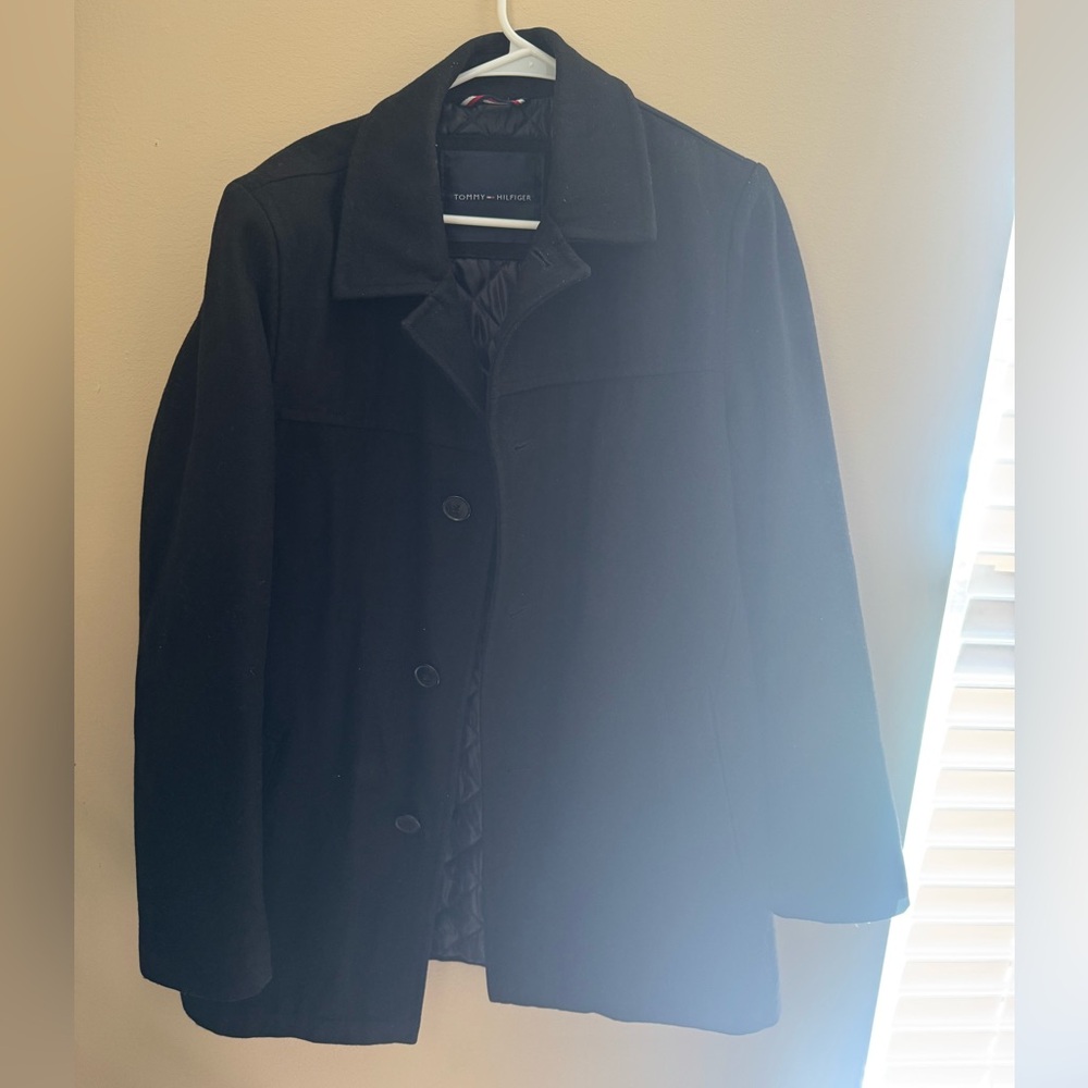 Men's Tommy Hilfiger Dress Car Coat With 3 Buttons Wool